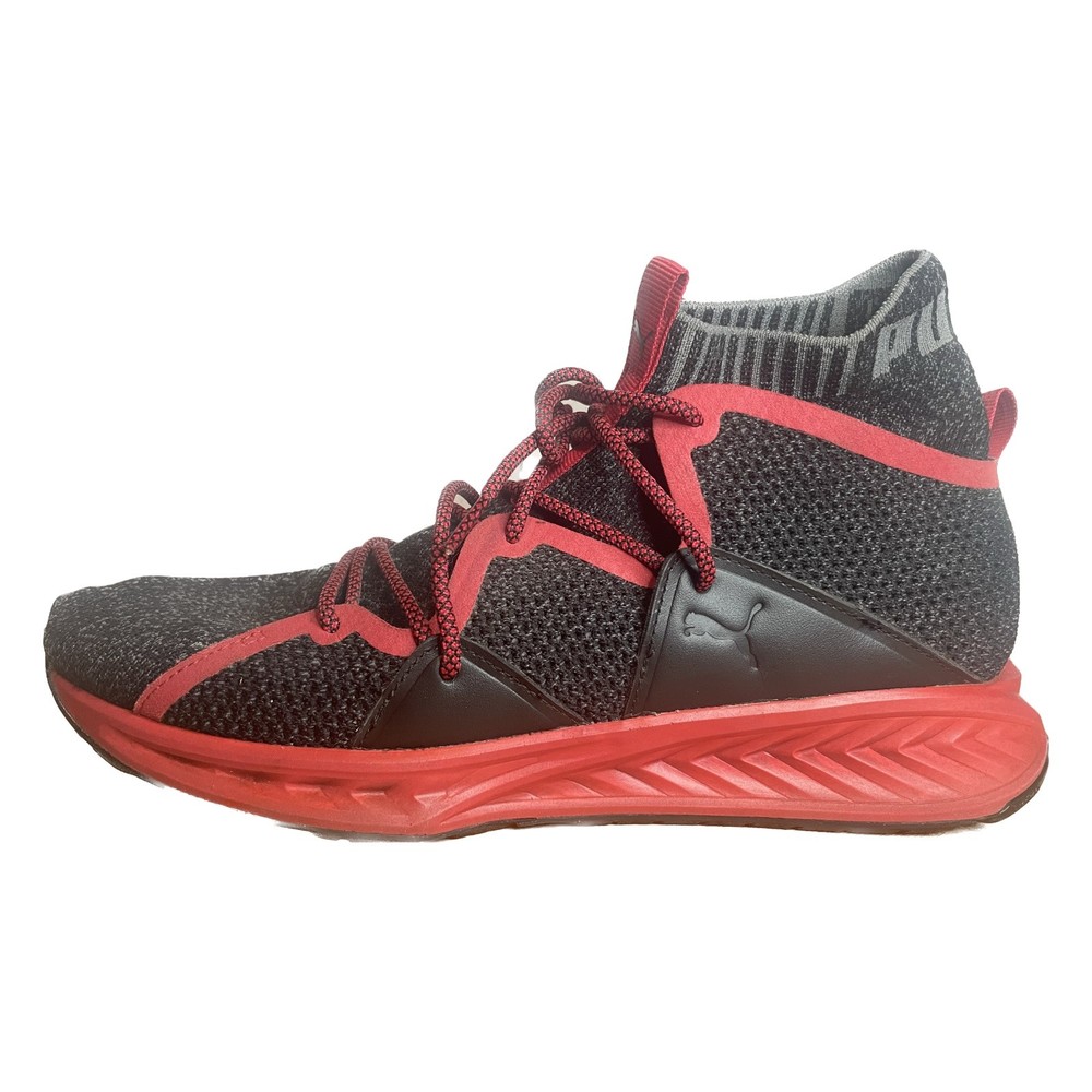 Puma Grey Red Knit High-top Running Sneakers | Men's Size 10.5 US